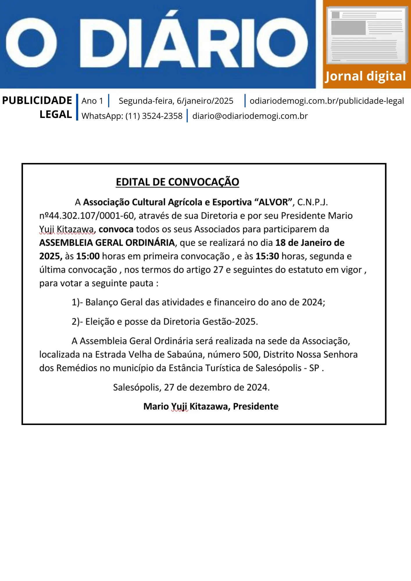 6 de janeiro de 2025