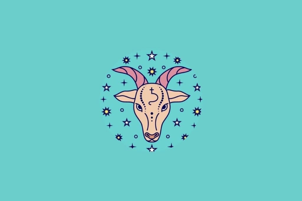 Ilustração do signo de Capricórnio em um fundo verde