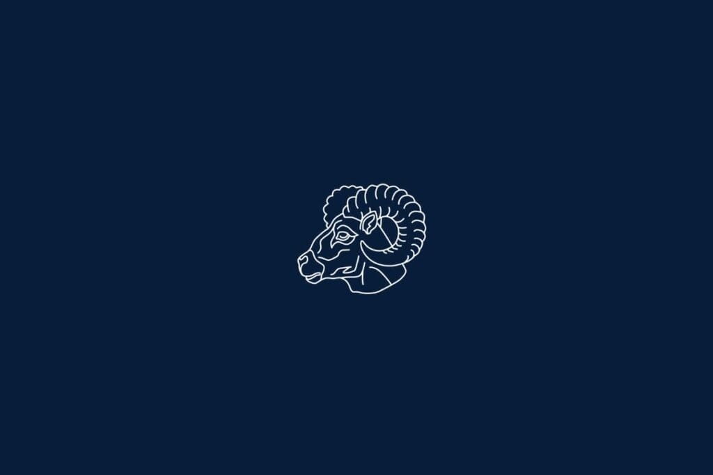 Ilustração de um carneiro em um fundo azul-escuro