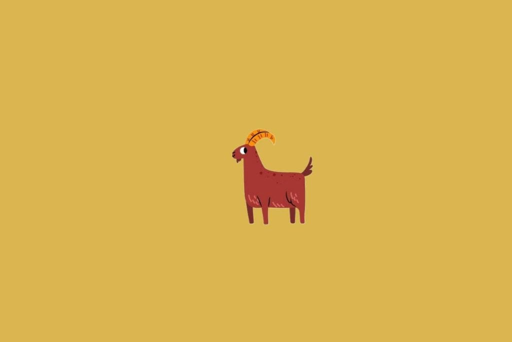 Ilustração de uma cabra em um fundo bege