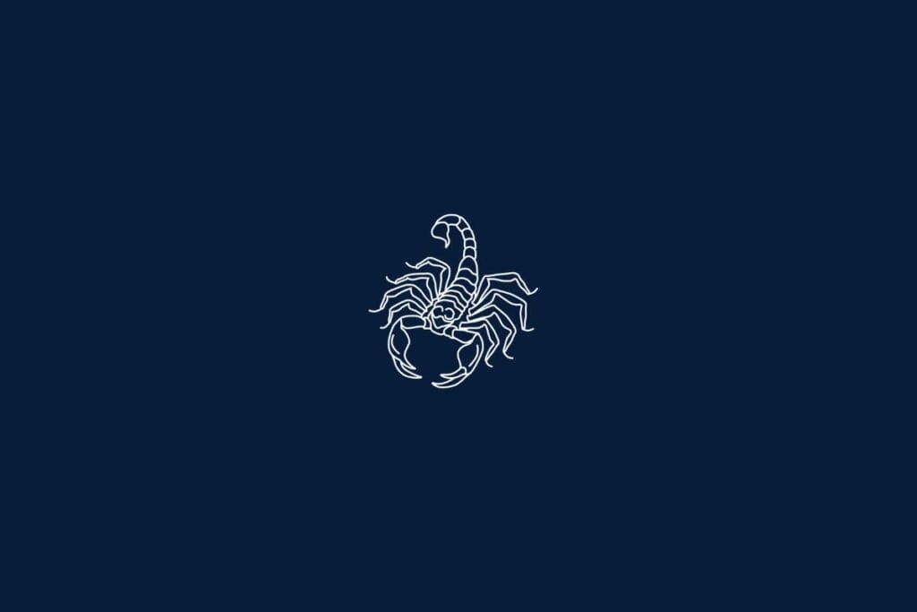 Ilustração de um escorpião em um fundo azul-escuro