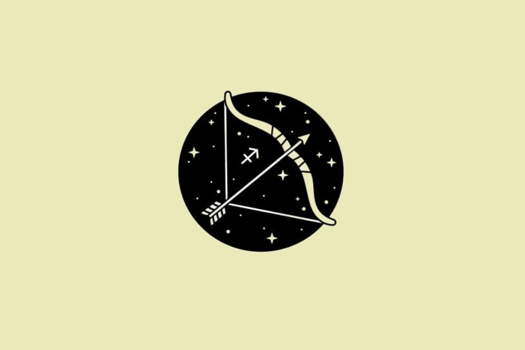 Ilustração do signo de Sagitário em um fundo creme