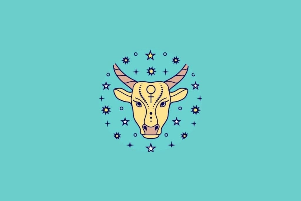 Ilustração do signo de Touro em um fundo azul