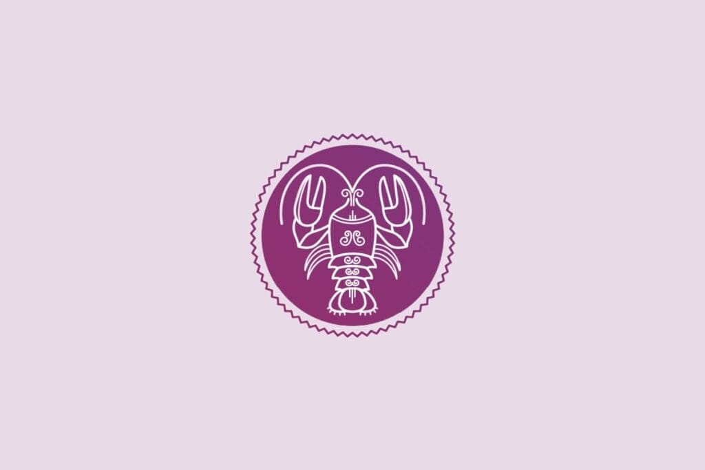 Ilustração do signo de câncer em um fundo roxo-claro