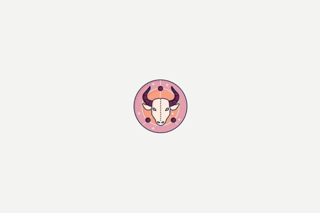 Ilustração do signo de Touro dentro de um círculo rosa
