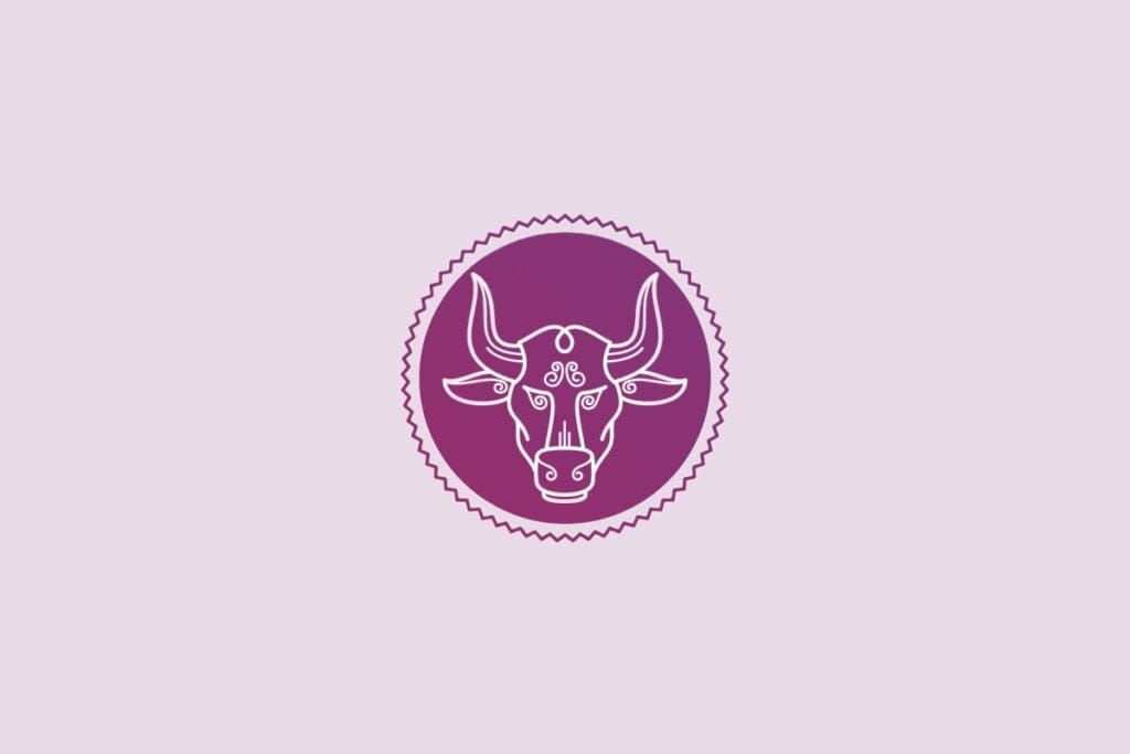Ilustração do signo de touro em um fundo roxo-claro
