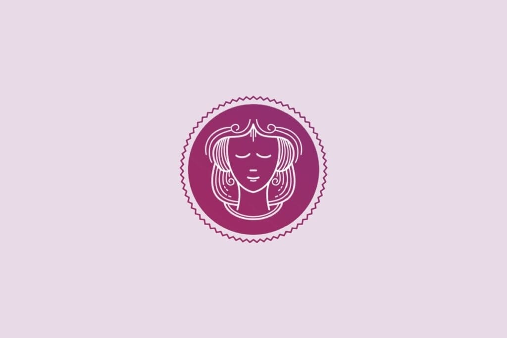 Ilustração do signo de virgem em um fundo roxo-claro