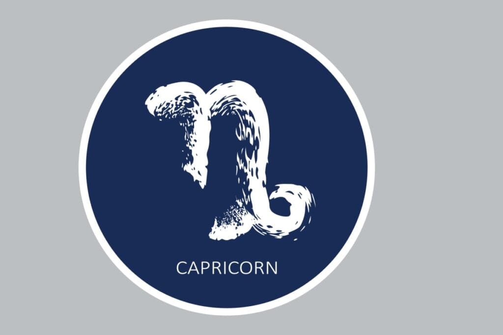 Ilustração do signo de Capricórnio em um fundo azul