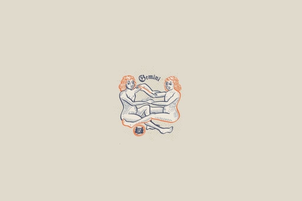 Ilustração do signo de gêmeos em um fundo bege
