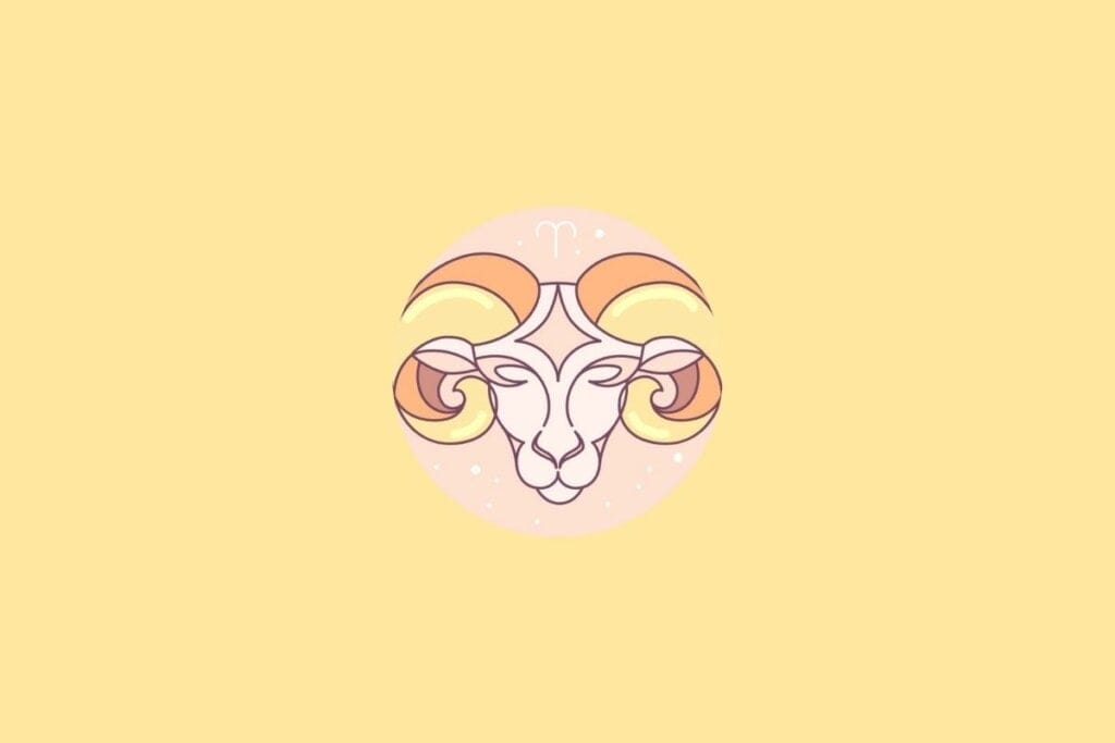 Símbolo do signo de Áries em um fundo laranja