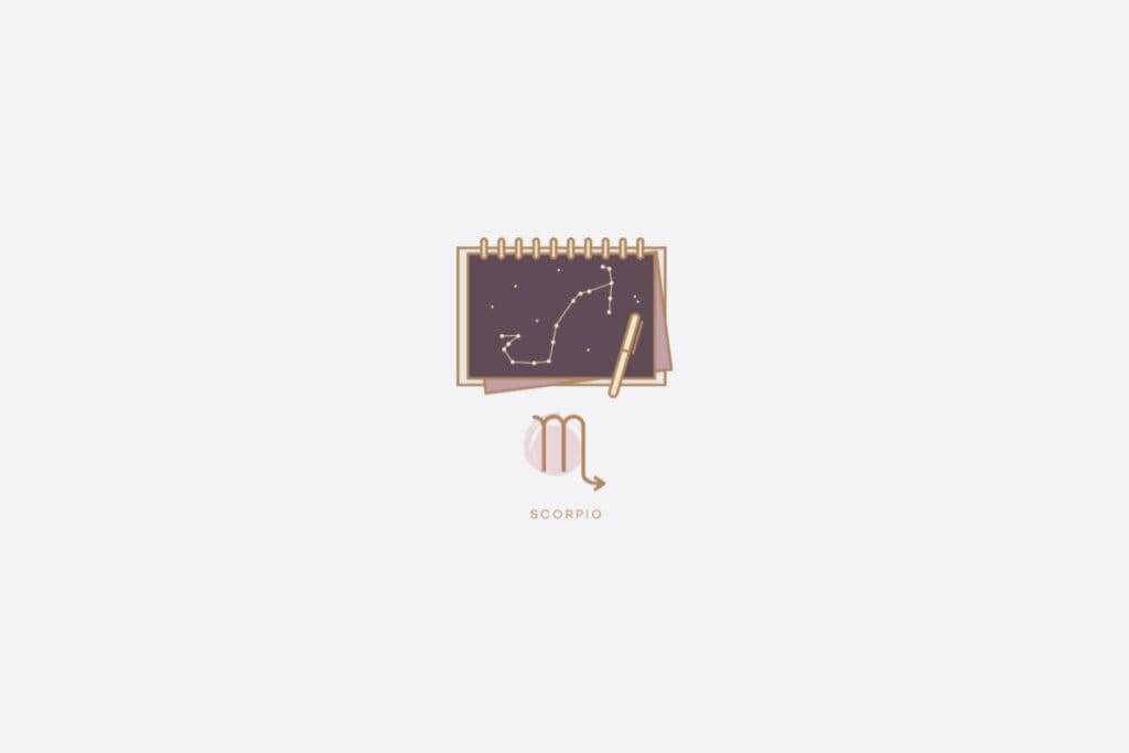 Ilustração do signo de Escorpião em um fundo cinza