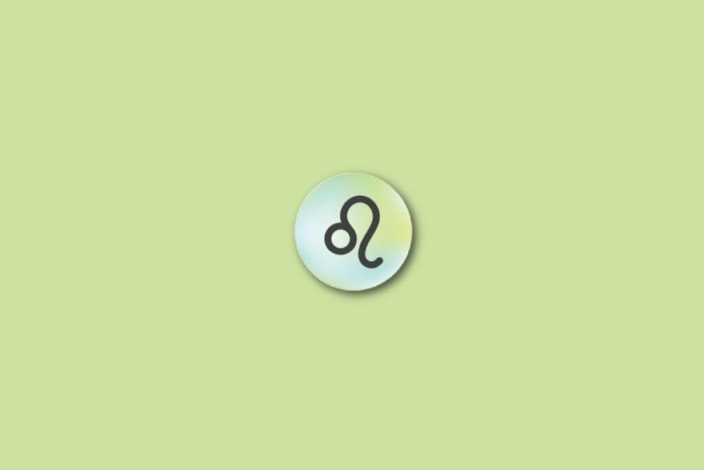 Ilustração do signo de leão, em um círculo com as cores verde, azul e amarelo, sobre um fundo verde