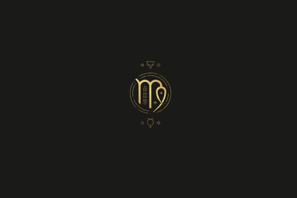 Ilustração do signo de Virgem em um fundo preto