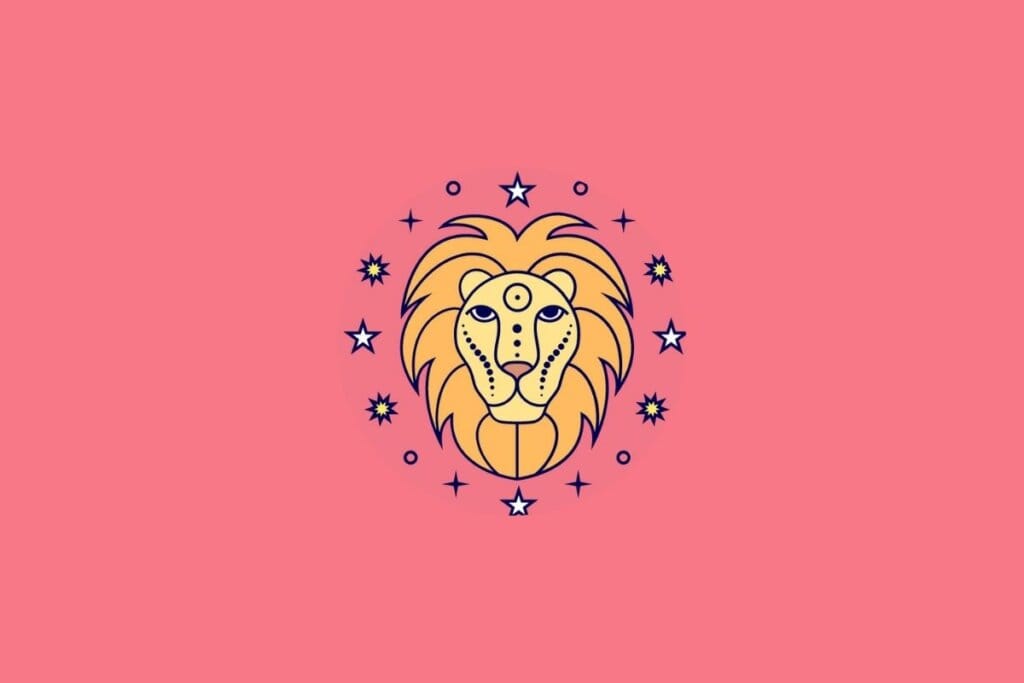 Ilustração do signo de leão em um fundo verde