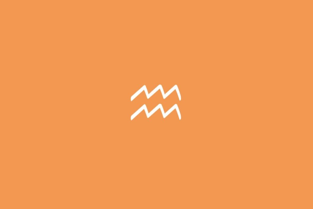 Ilustração do signo de aquário em um fundo laranja