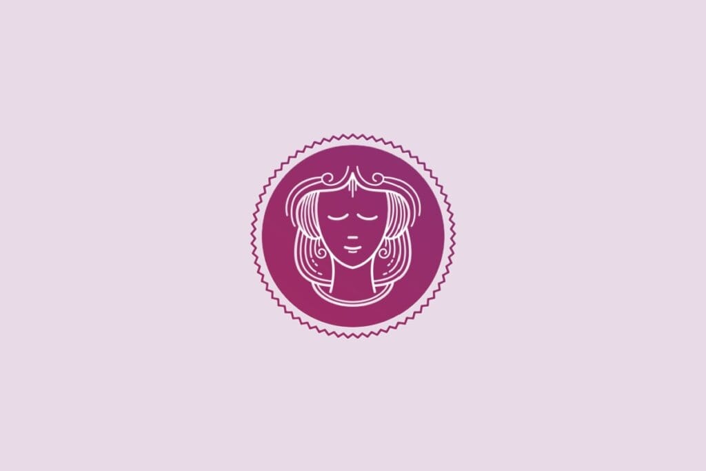 ilustração de uma mulher representando o signo de virgem em círculo roxo em fundo lilás