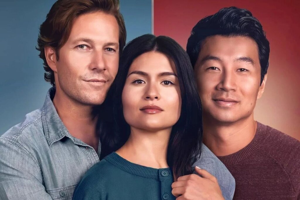 Capa do filme "Amor(es) Verdadeiro(s)" com uma mulher e dois homens do seu lado