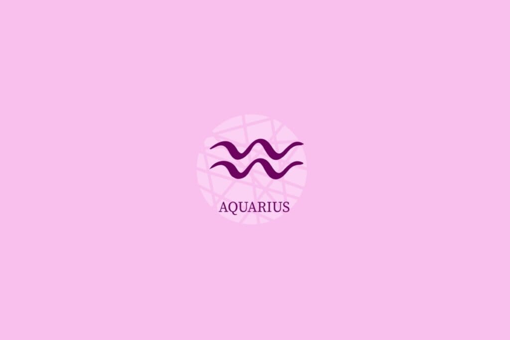 Ilustração do signo de aquário em um fundo roxo-claro