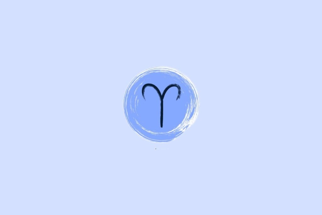 Ilustração do signo de áries em um fundo azul-claro