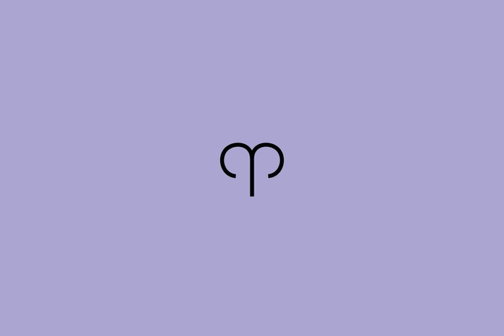Ilustração do signo de áries em um fundo roxo