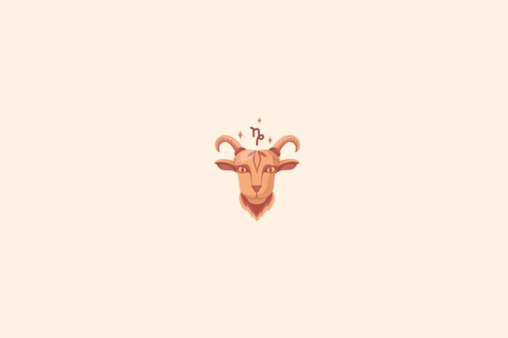 Ilustração do signo de capricórnio com estrelas em um fundo bege