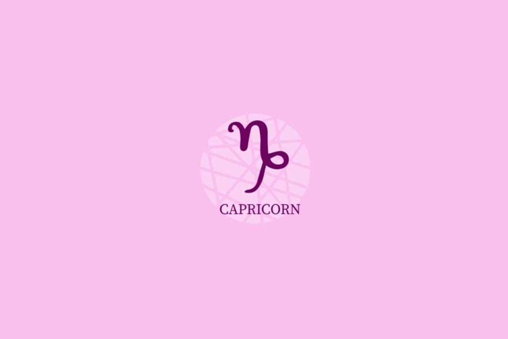 Ilustração do signo de capricórnio em um fundo roxo-claro