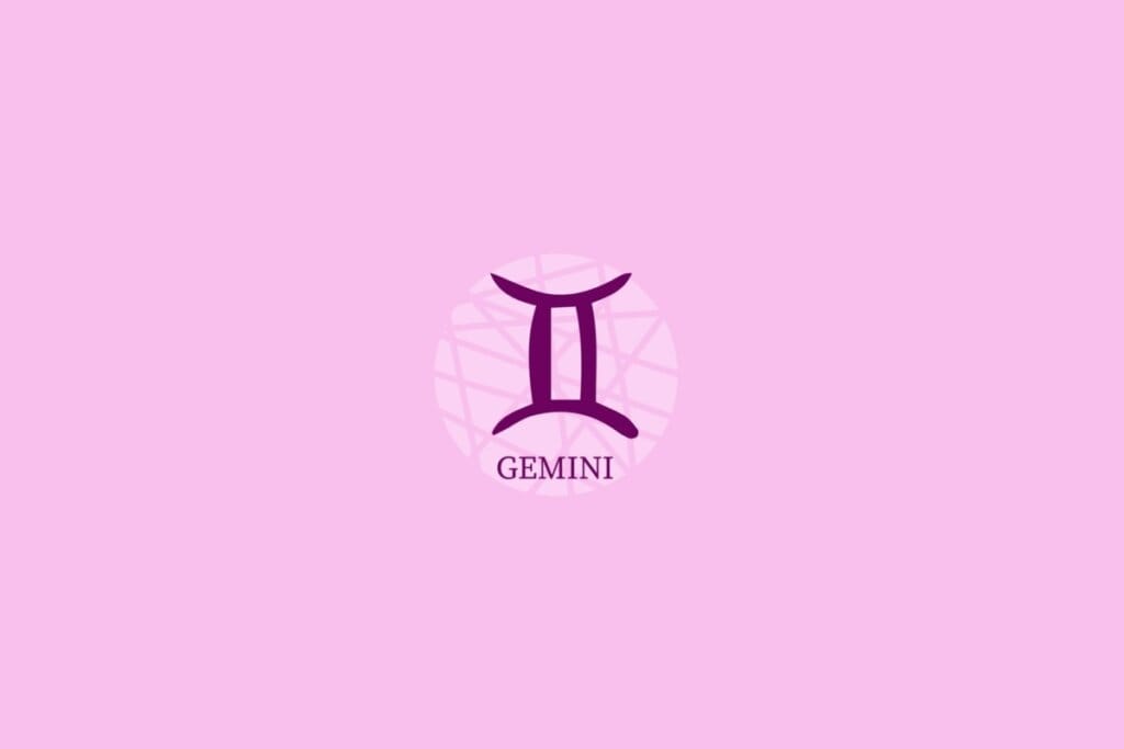 Ilustração do signo de gêmeos em um fundo roxo-claro