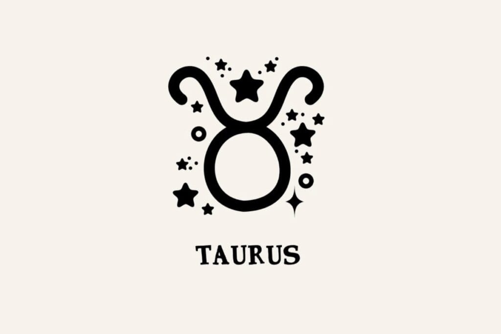 Ilustração com estrelas do signo de Touro em um fundo bege