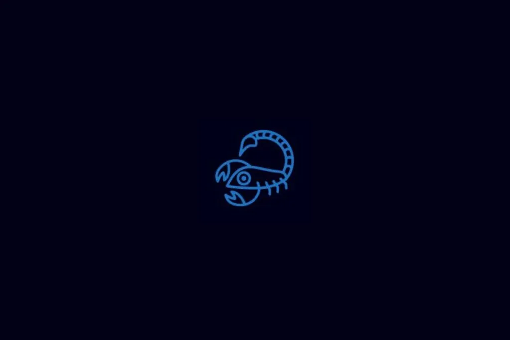 Ilustração do signo de Escorpião em um fundo azul