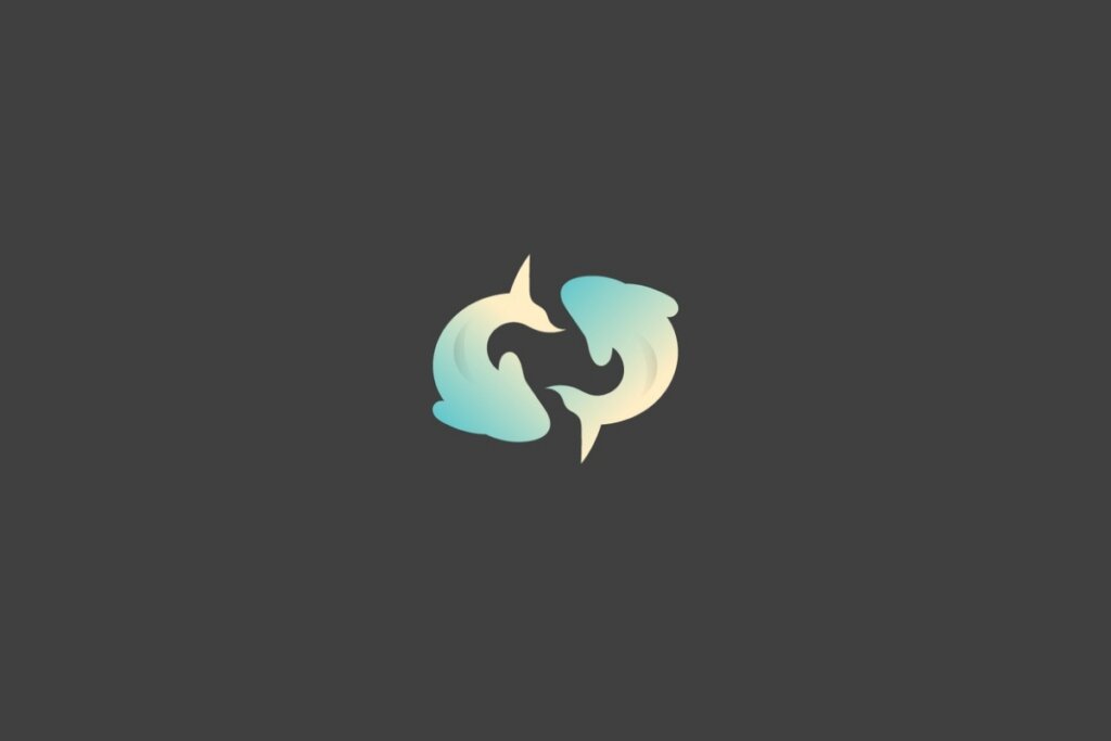 Ilustração do signo de peixes em um fundo cinza