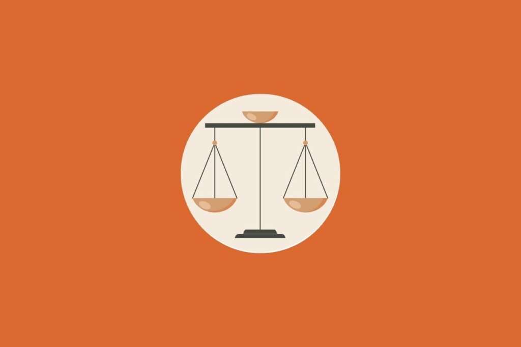 Ilustração de uma balança em um fundo laranja