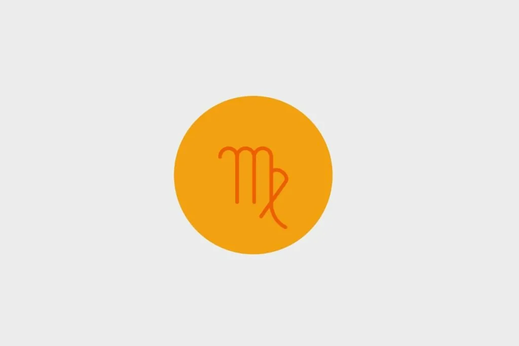 Ilustração do signo de Virgem em um fundo laranja