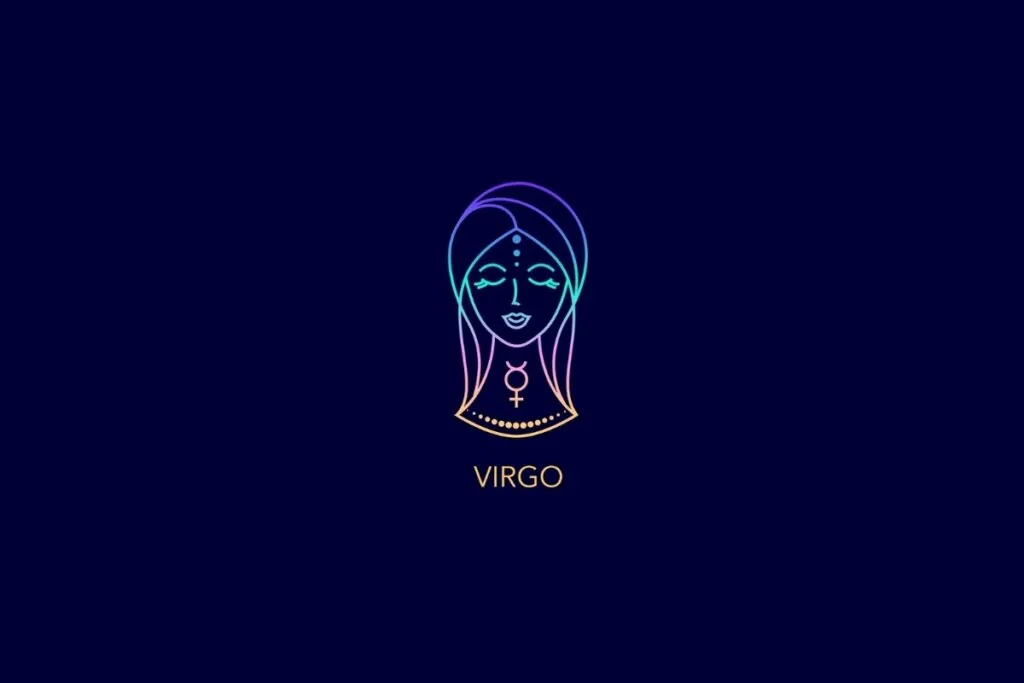 Ilustração do signo de virgem em um fundo azul-escuro