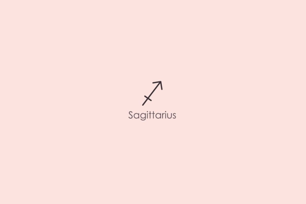 Ilustração do signo de sagitário em um fundo rosa
