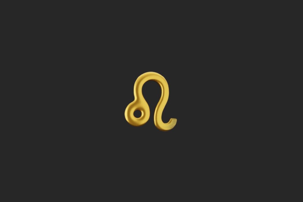 ilustração do símbolo do signo de leão em dourado sobre fundo preto