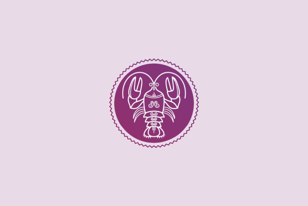 Ilustração do signo de câncer em um fundo roxo-claro