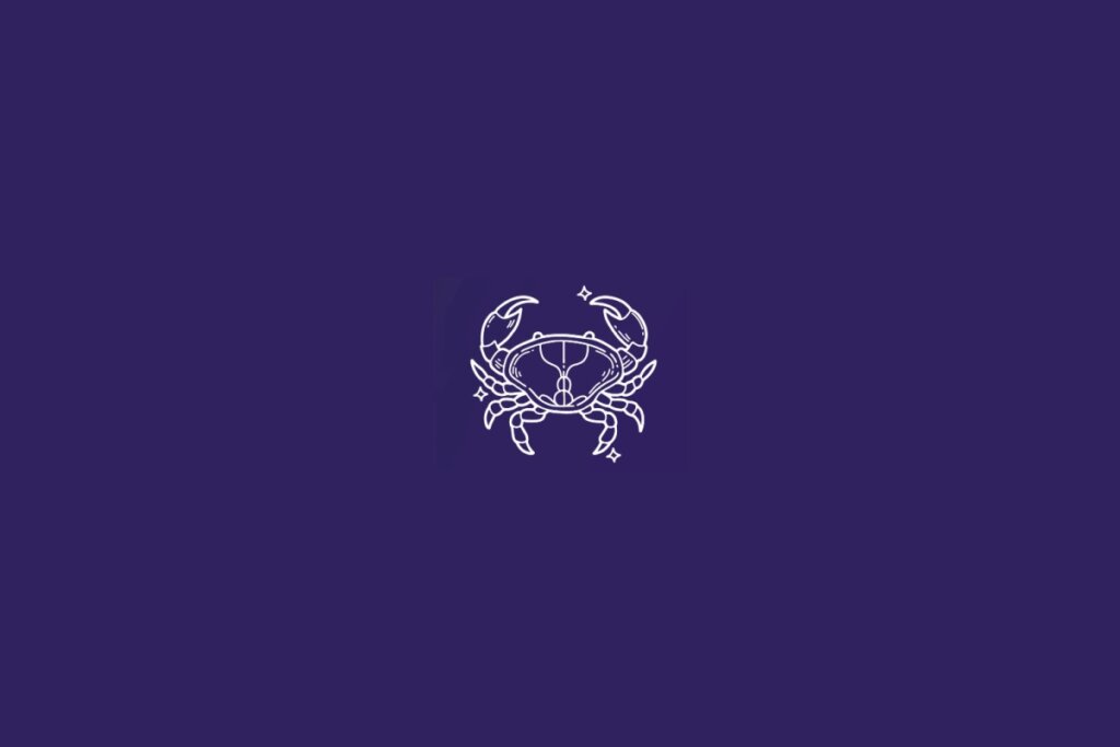 Ilustração do signo de Câncer em um fundo roxo