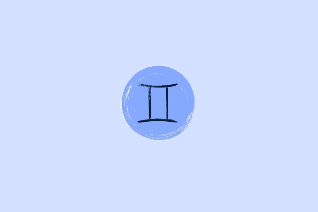 Ilustração do signo de gêmeos em um fundo azul-esclaro