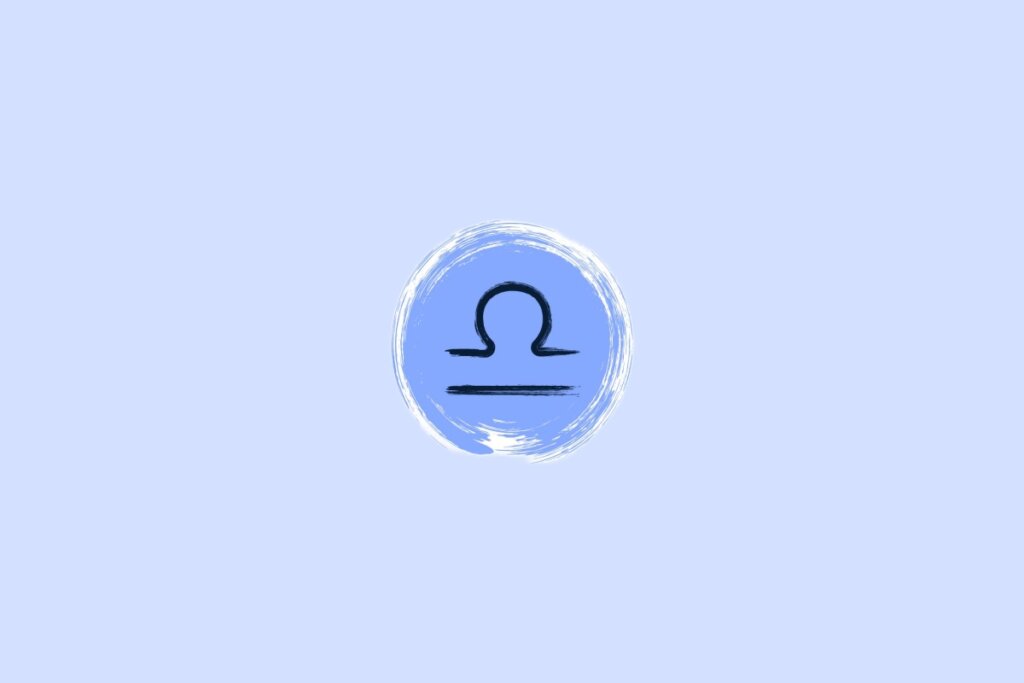 Ilustração do signo de libra em um fundo azul-esclaro
