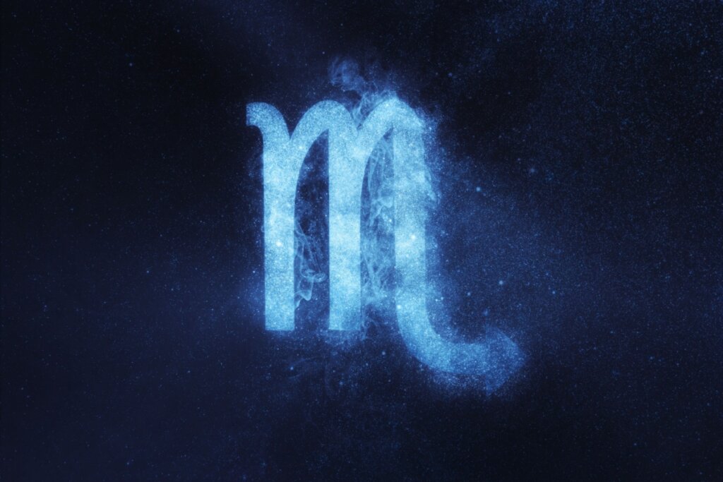 Símbolo do signo de escorpião em azul