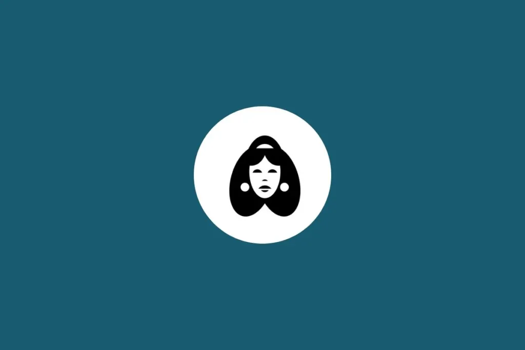 Ilustração de uma mulher em preto dentro de um círculo branco em um fundo azul