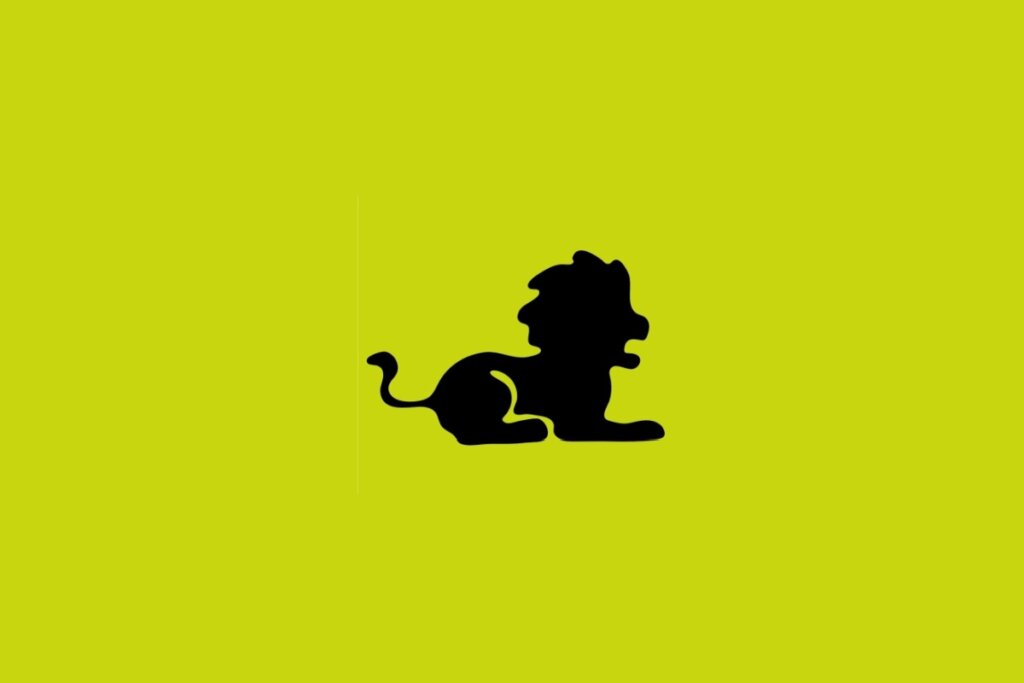 Ilustração do signo de Leão com a figura de um leão rugindo em um fundo verde