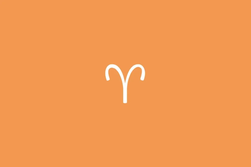 Ilustração do signo de Áries em branco em um fundo laranja