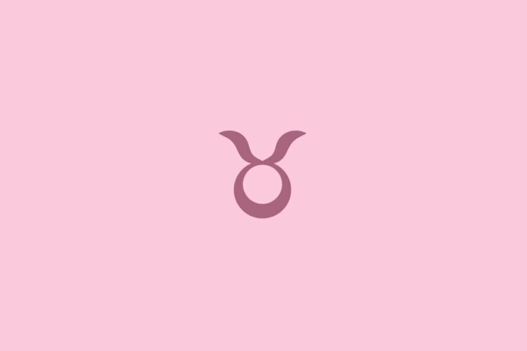 Ilustração do signo de touro centralizado em um fundo rosa-claro