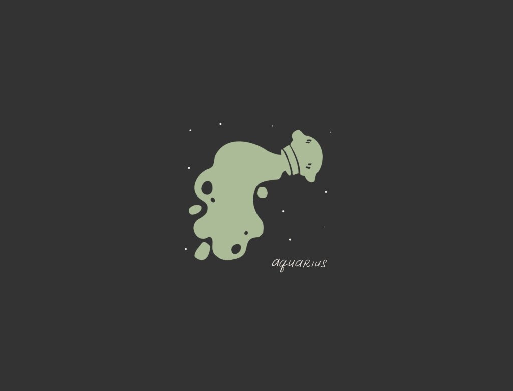 Ilustração do signo de Aquário em um fundo preto