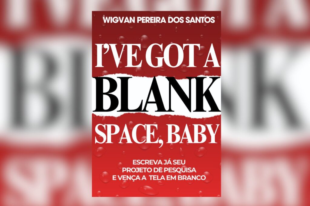 Capa do livro " I've got a blank space, baby", com o nome do livro em um fundo com duas listras vermelhas e uma branca no centro