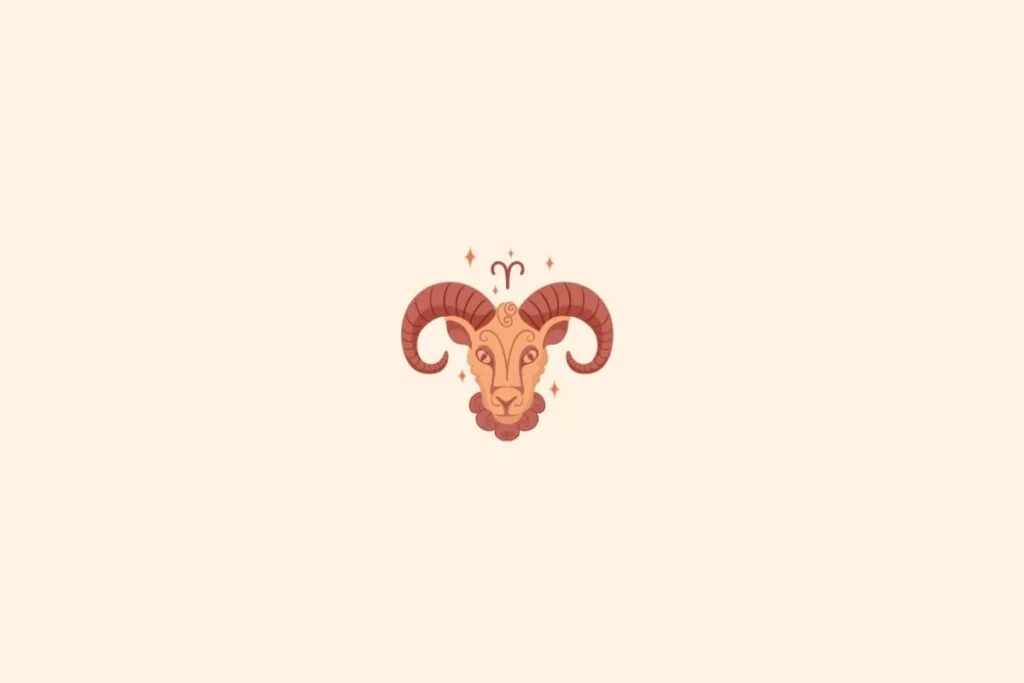 Ilustração do signo de áries com estrelas em um fundo bege