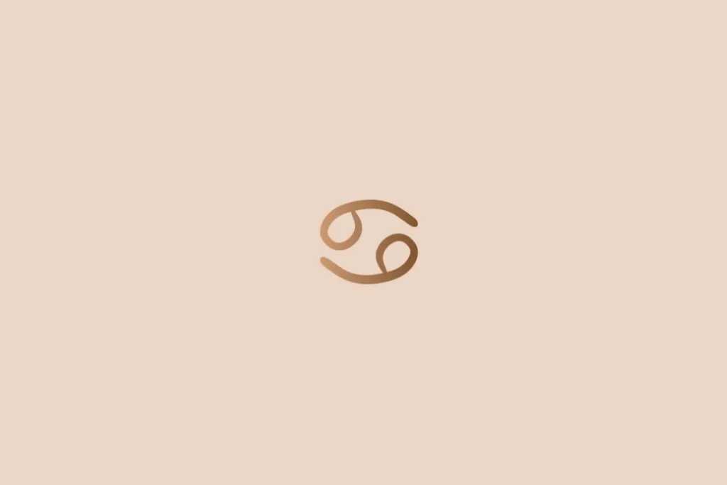 Ilustração do signo de câncer na cor marrom em um fundo rosa-claro