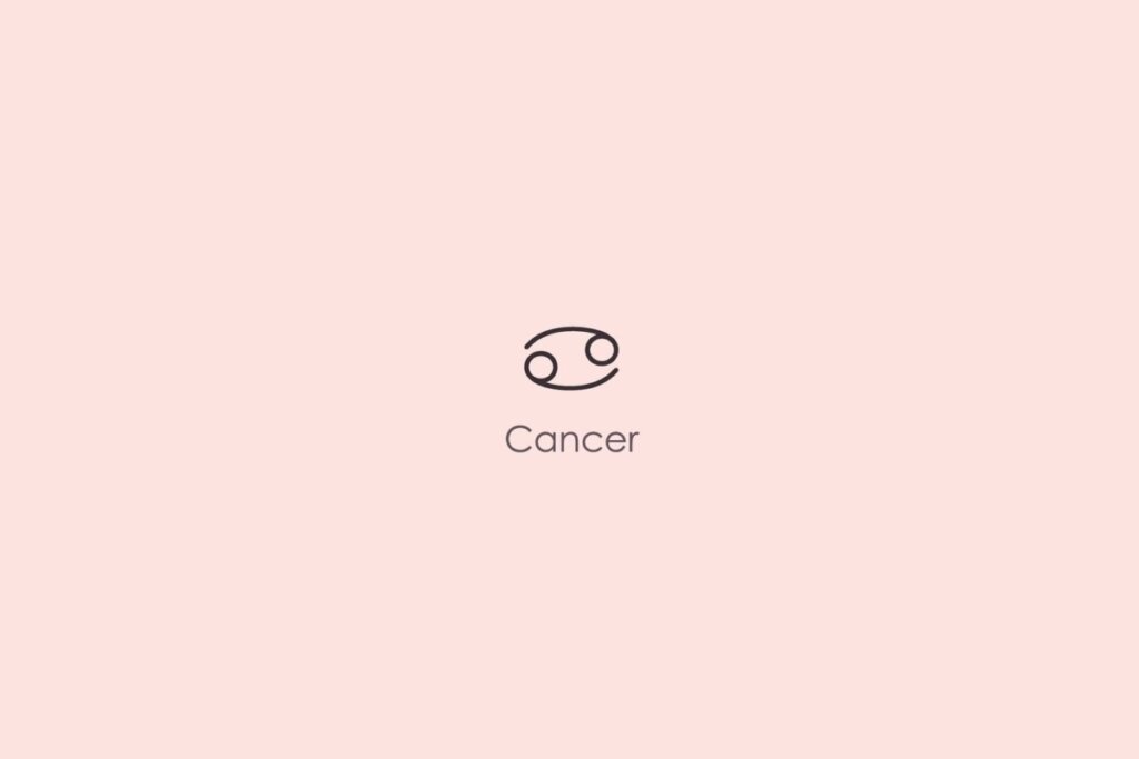 Ilustração do signo de câncer em marrom em um fundo rosa-claro