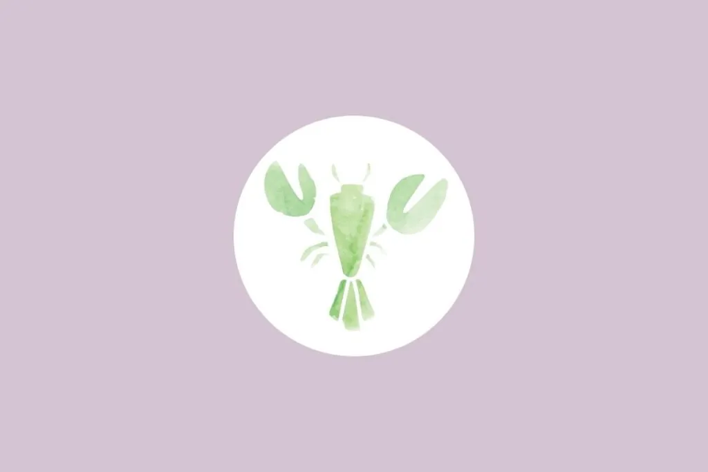 Círculo centralizado em um fundo roxo e com a ilustração do signo de câncer dentro